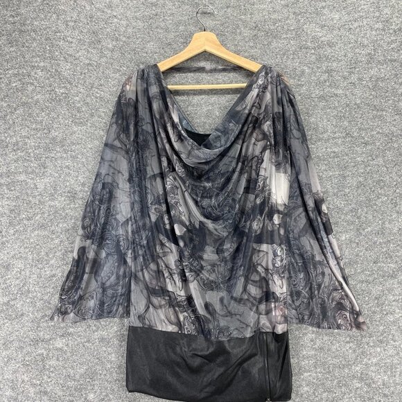 NWT Sean John Tunic Women's L Large Black Gray Lined Full Zip Blouse Wild Dove - Picture 3 of 10